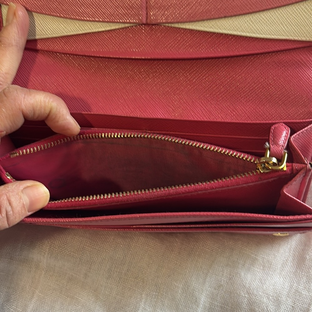 Prada Continental Wallet Pink Saffiano Metal Leather - Picture 7 of 12